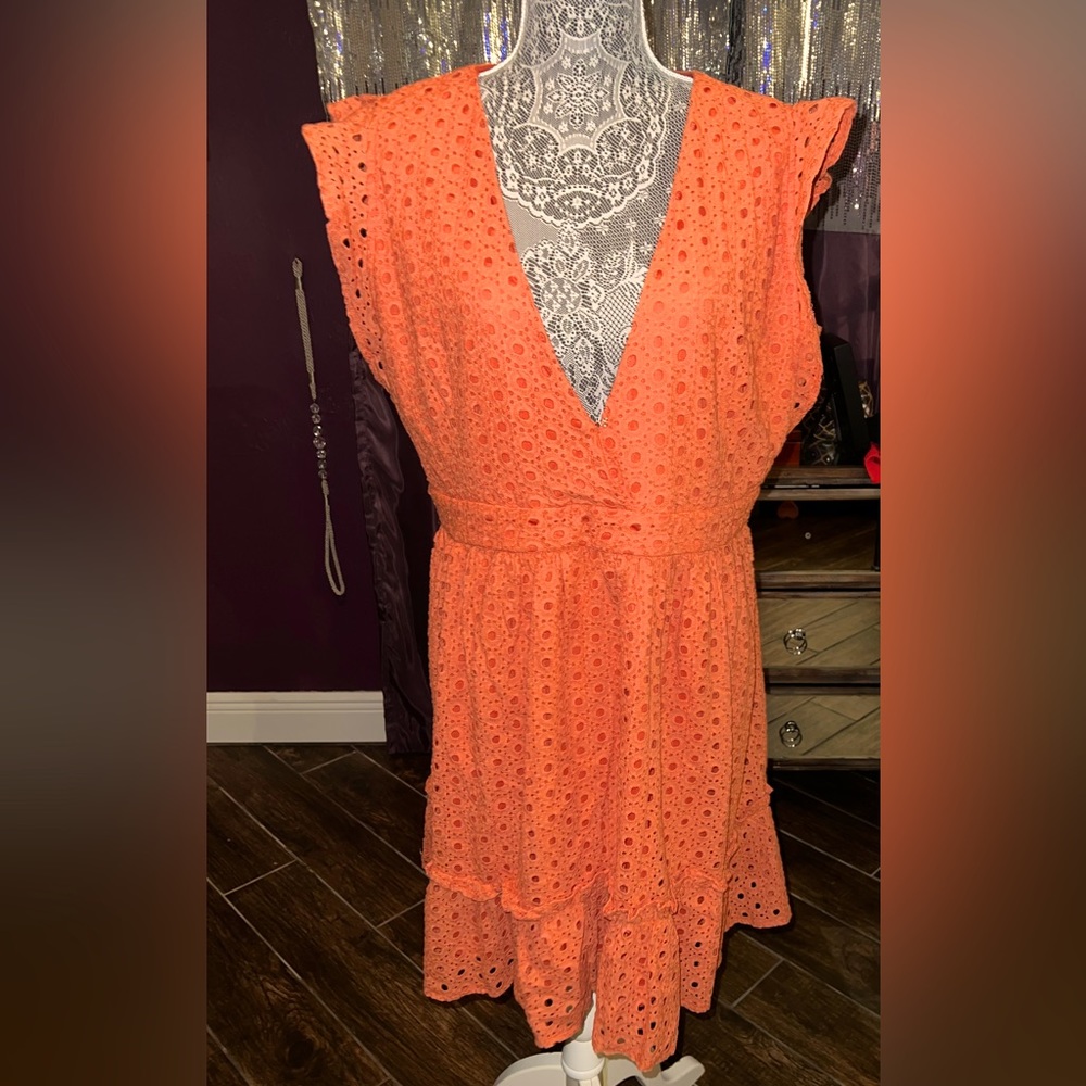 Southern Fried Chicks orange dress, size 14/16. Mini but not too mini.